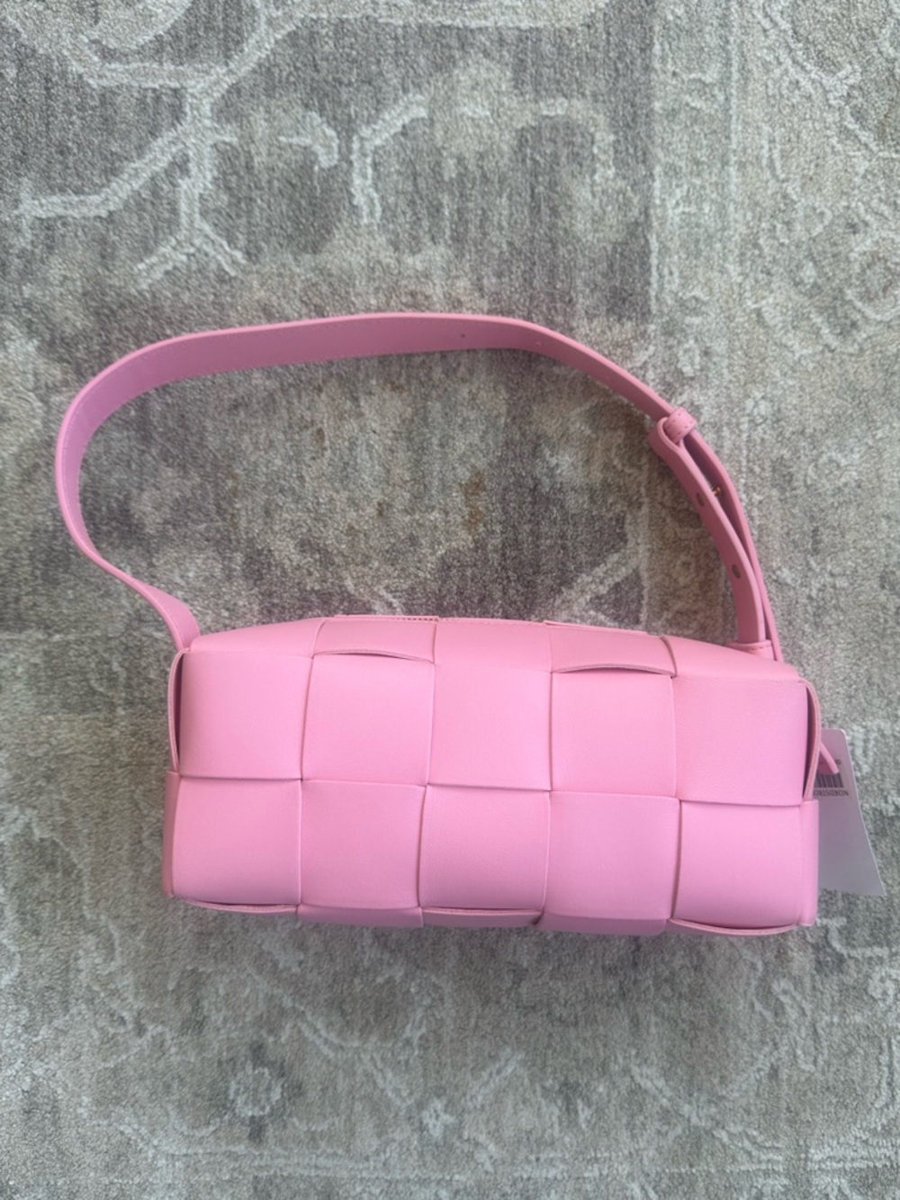 NEW Bottega Veneta Lambskin Maxi Intrecciato Small Brick Cassette Bag PinkRibbon